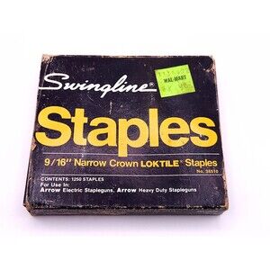 Swingline 9/16" Narrow Crown Loktile No. 36510 Staples 1250 - NOS